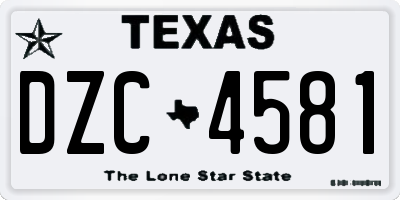 TX license plate DZC4581