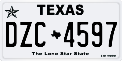 TX license plate DZC4597