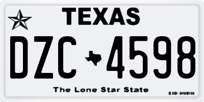 TX license plate DZC4598