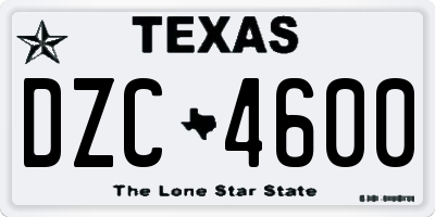 TX license plate DZC4600