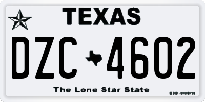 TX license plate DZC4602