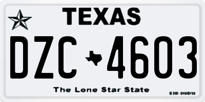 TX license plate DZC4603