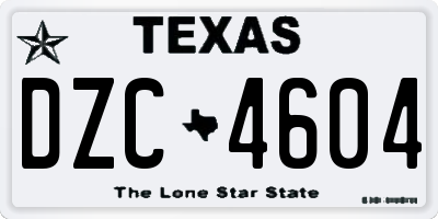 TX license plate DZC4604