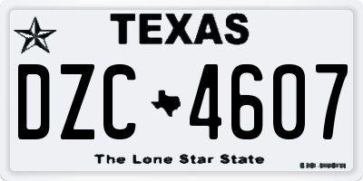 TX license plate DZC4607