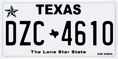 TX license plate DZC4610