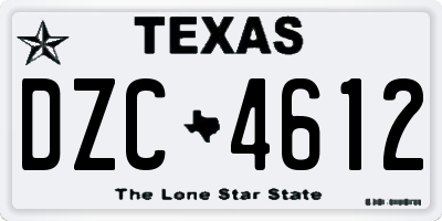 TX license plate DZC4612
