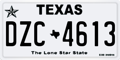 TX license plate DZC4613