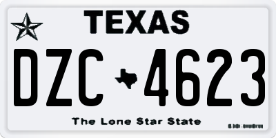 TX license plate DZC4623