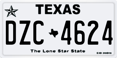 TX license plate DZC4624