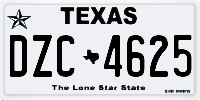 TX license plate DZC4625