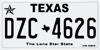 TX license plate DZC4626