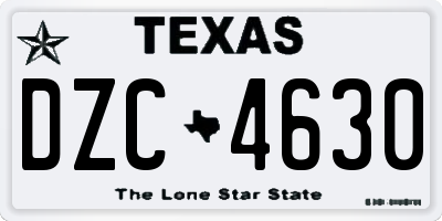 TX license plate DZC4630