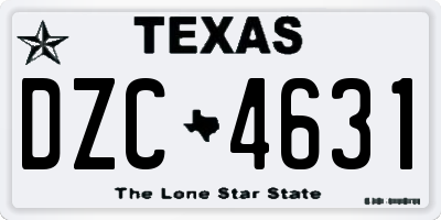 TX license plate DZC4631