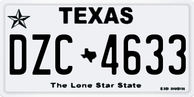 TX license plate DZC4633
