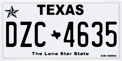 TX license plate DZC4635