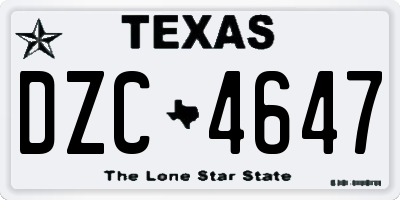 TX license plate DZC4647