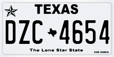 TX license plate DZC4654
