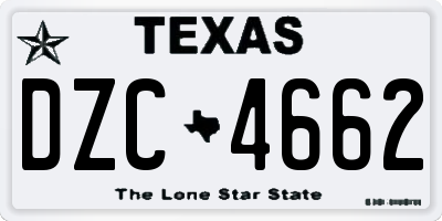 TX license plate DZC4662