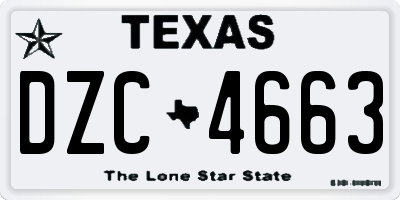 TX license plate DZC4663