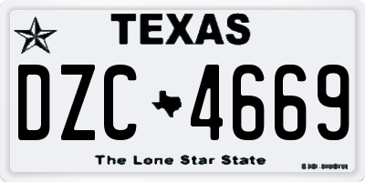 TX license plate DZC4669