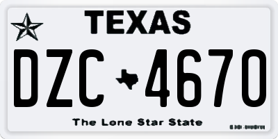 TX license plate DZC4670