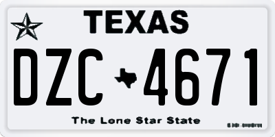 TX license plate DZC4671