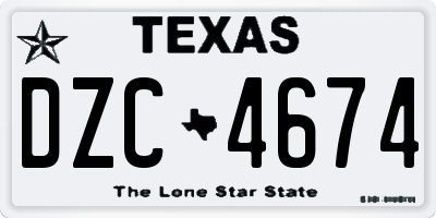 TX license plate DZC4674