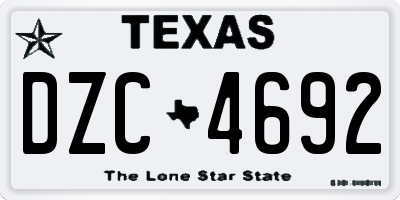 TX license plate DZC4692