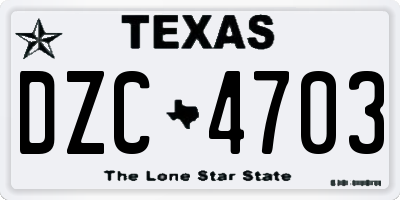 TX license plate DZC4703