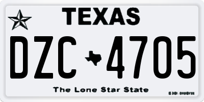 TX license plate DZC4705