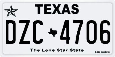 TX license plate DZC4706
