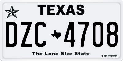 TX license plate DZC4708