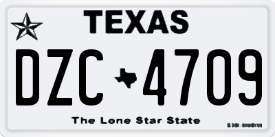 TX license plate DZC4709