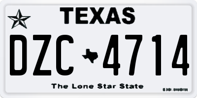 TX license plate DZC4714