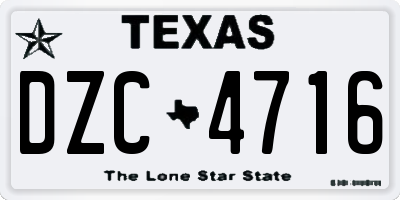 TX license plate DZC4716