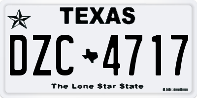 TX license plate DZC4717