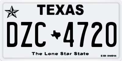 TX license plate DZC4720