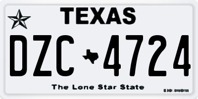 TX license plate DZC4724