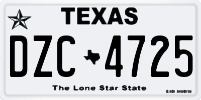 TX license plate DZC4725