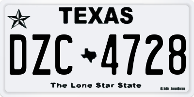 TX license plate DZC4728