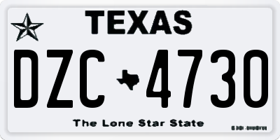 TX license plate DZC4730