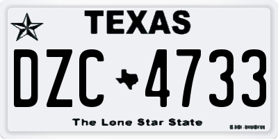 TX license plate DZC4733