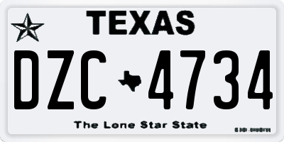 TX license plate DZC4734