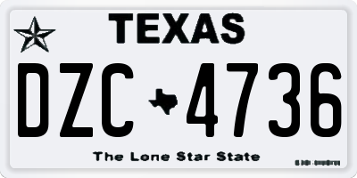 TX license plate DZC4736