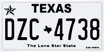 TX license plate DZC4738