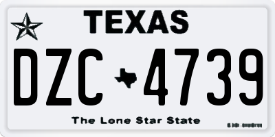 TX license plate DZC4739
