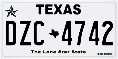 TX license plate DZC4742