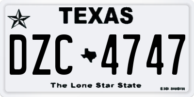 TX license plate DZC4747