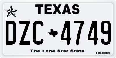 TX license plate DZC4749