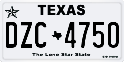 TX license plate DZC4750